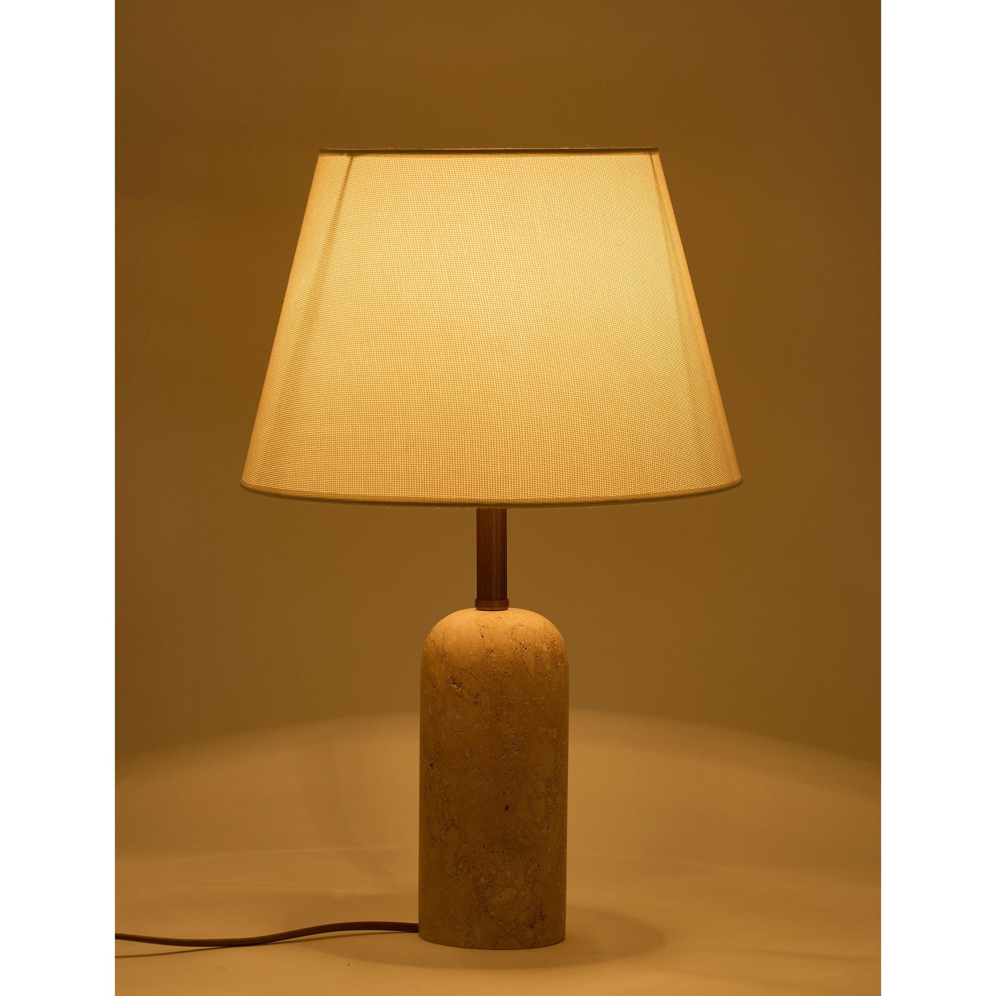 Luum Kumaş Şapkalı Traverten Abajur