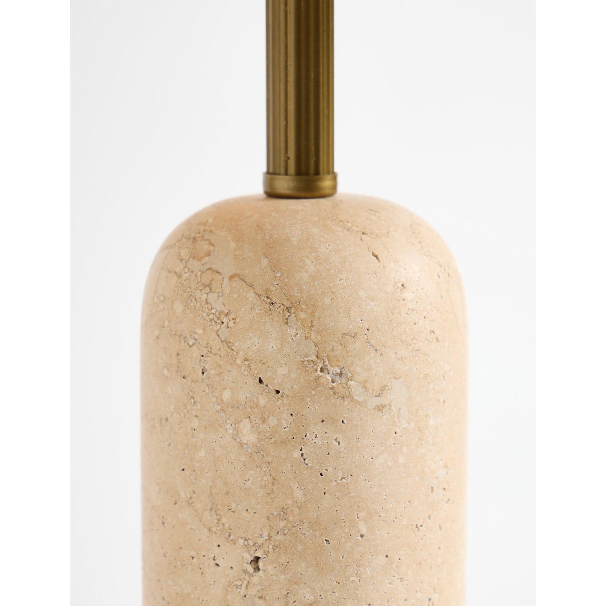 Luum Kumaş Şapkalı Traverten Abajur