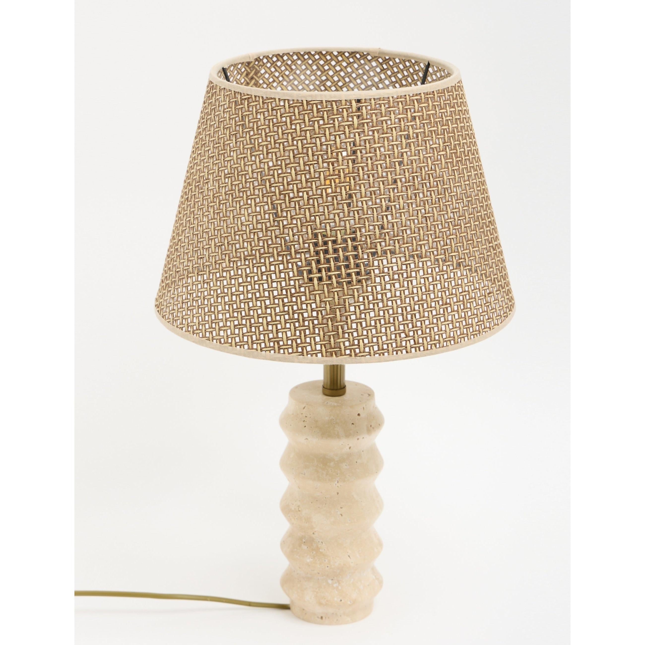 Meya Hasır Şapkalı Traverten Abajur