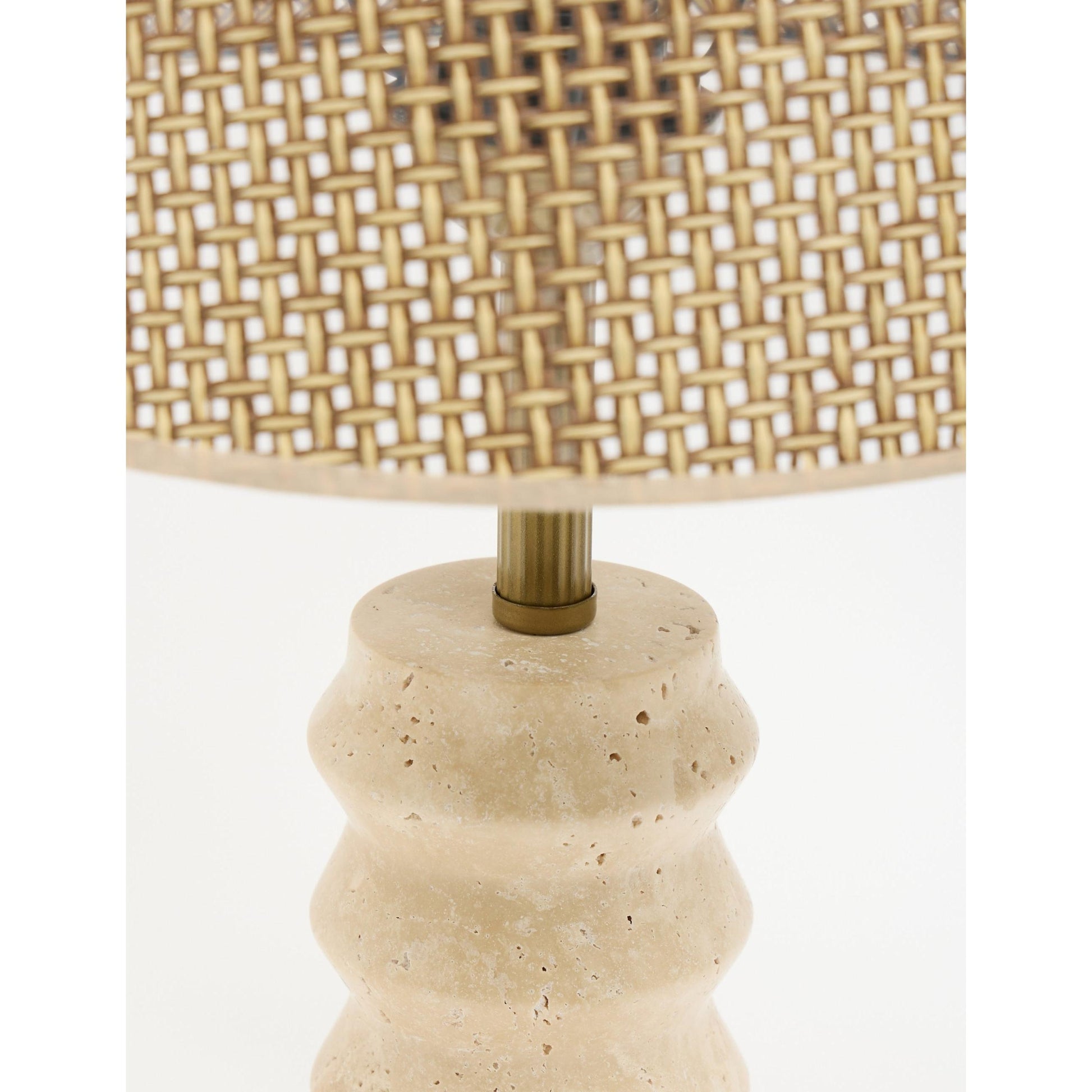 Meya Hasır Şapkalı Traverten Abajur