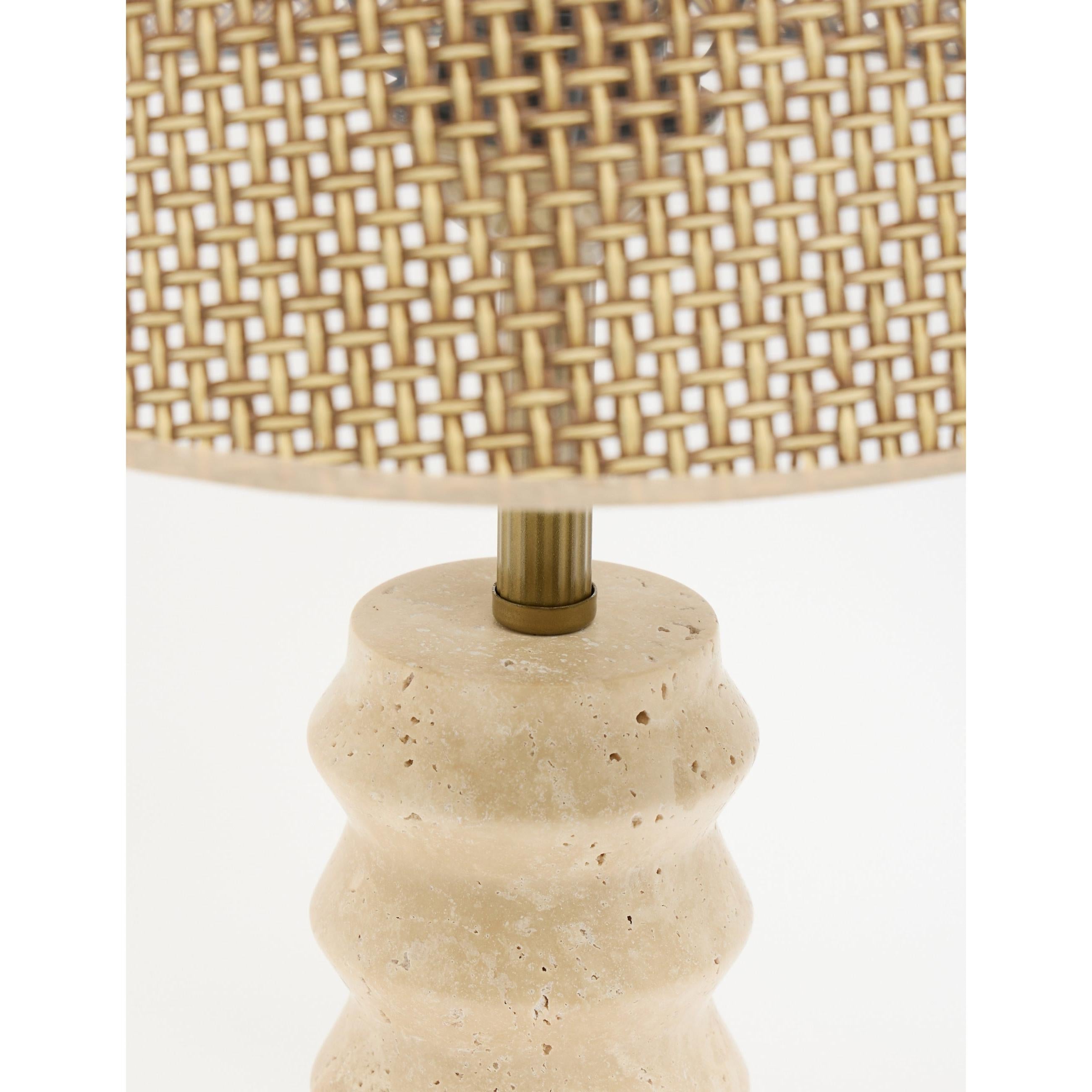 Meya Hasır Şapkalı Traverten Abajur