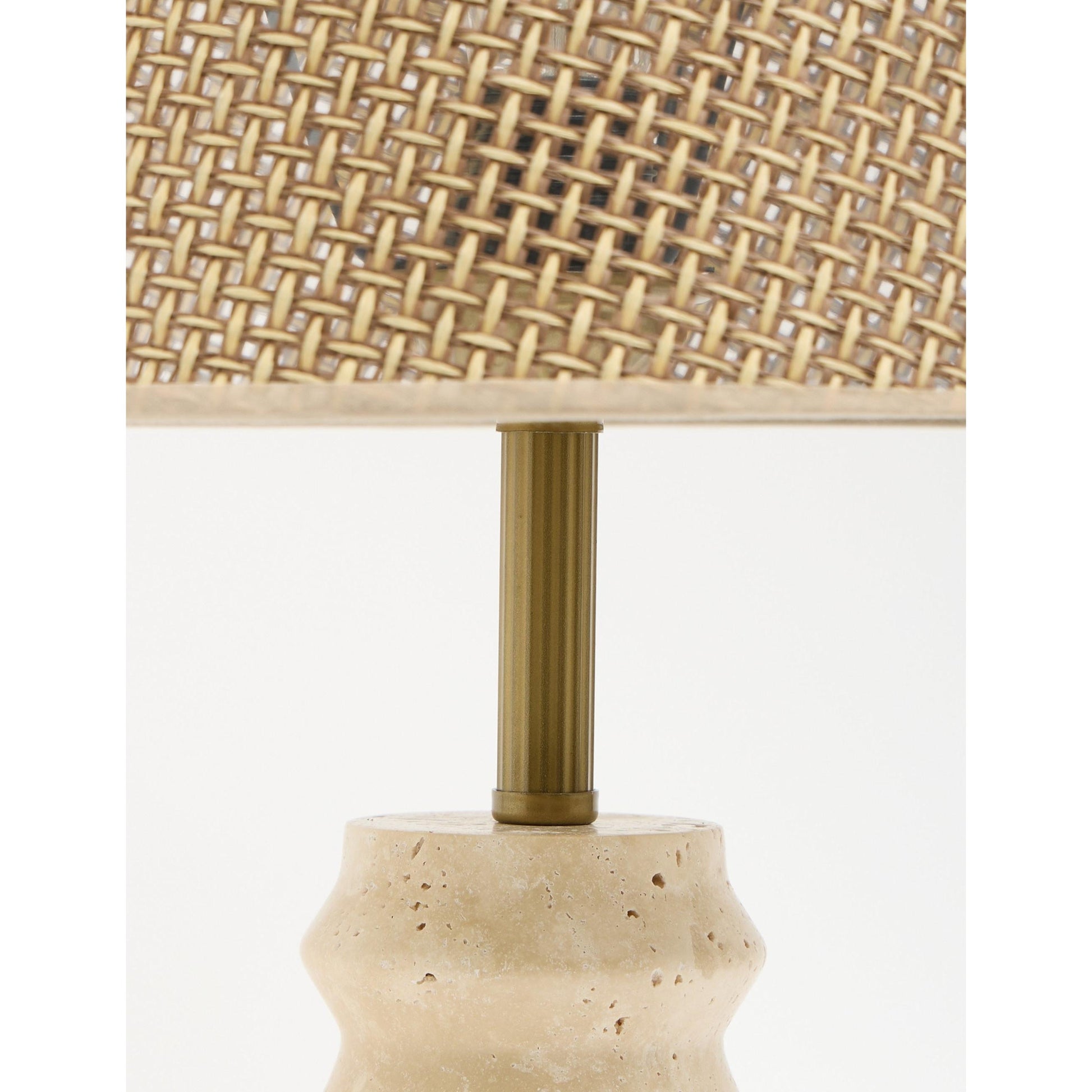 Meya Hasır Şapkalı Traverten Abajur