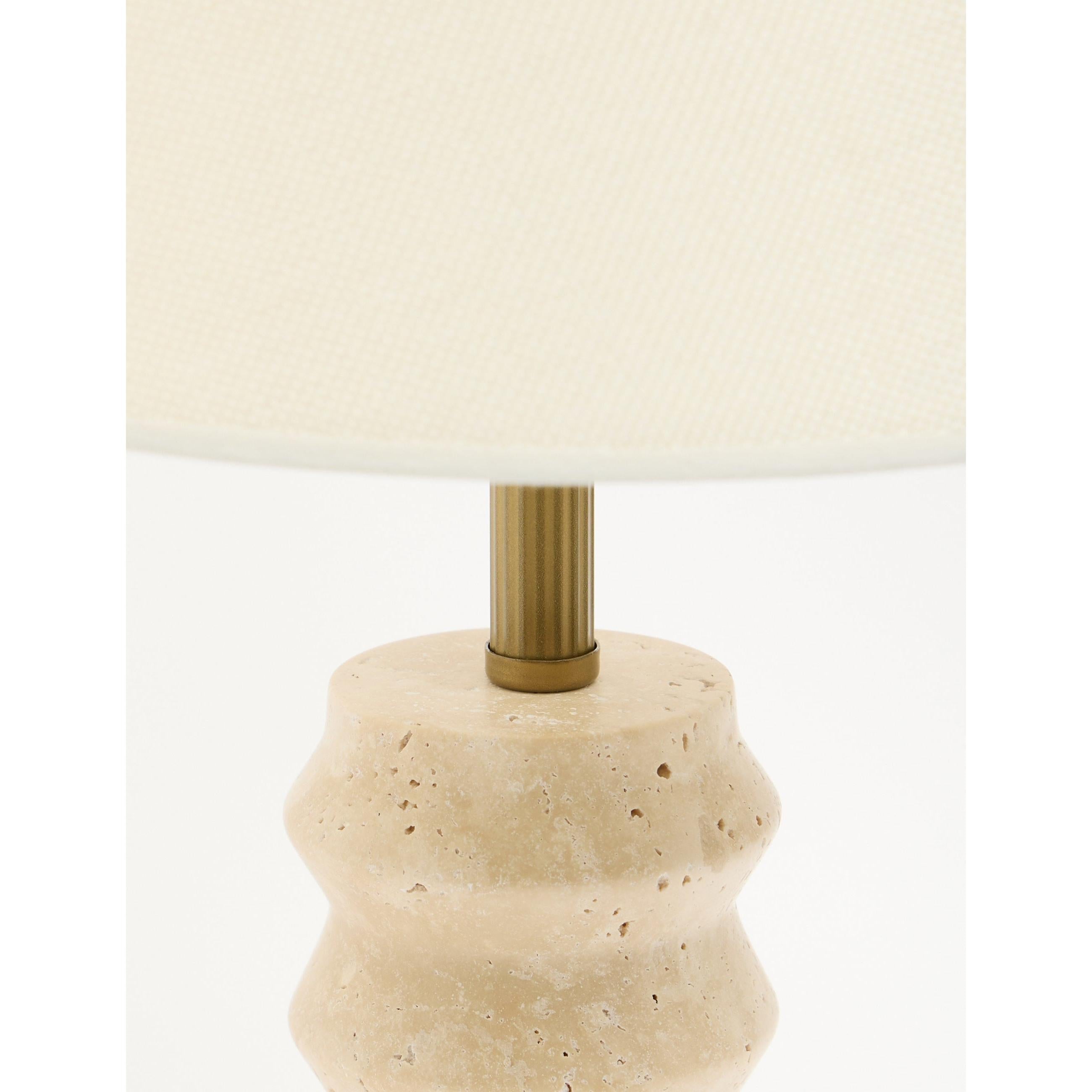 Meya Kumaş Şapkalı Traverten Abajur