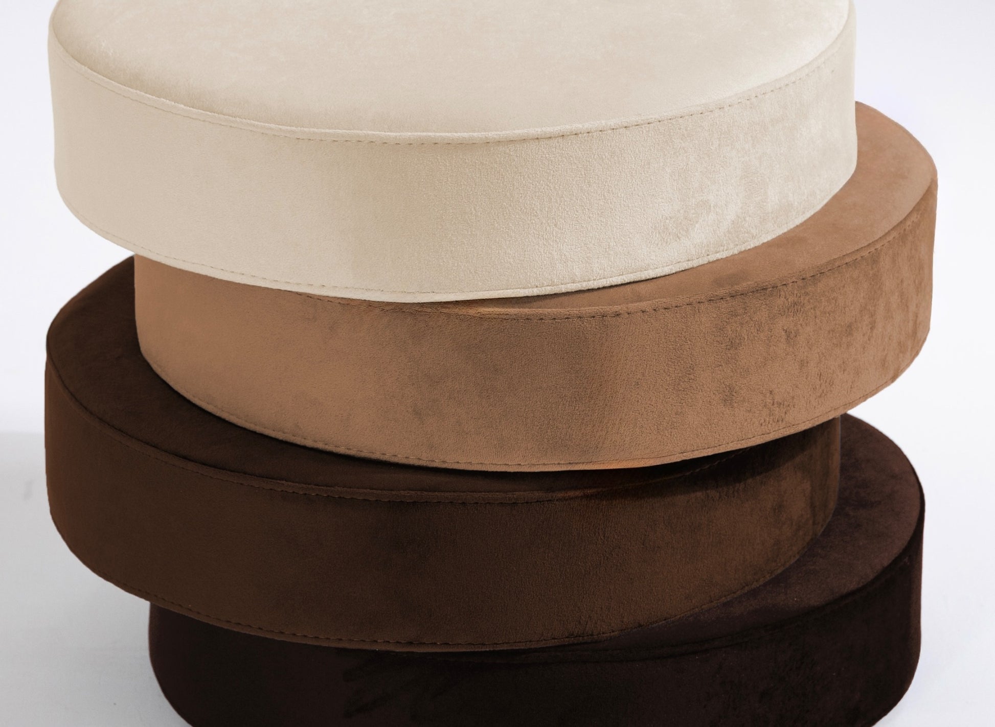 Monolith Degrade Renk Camel Yuvarlak Kadife Puf