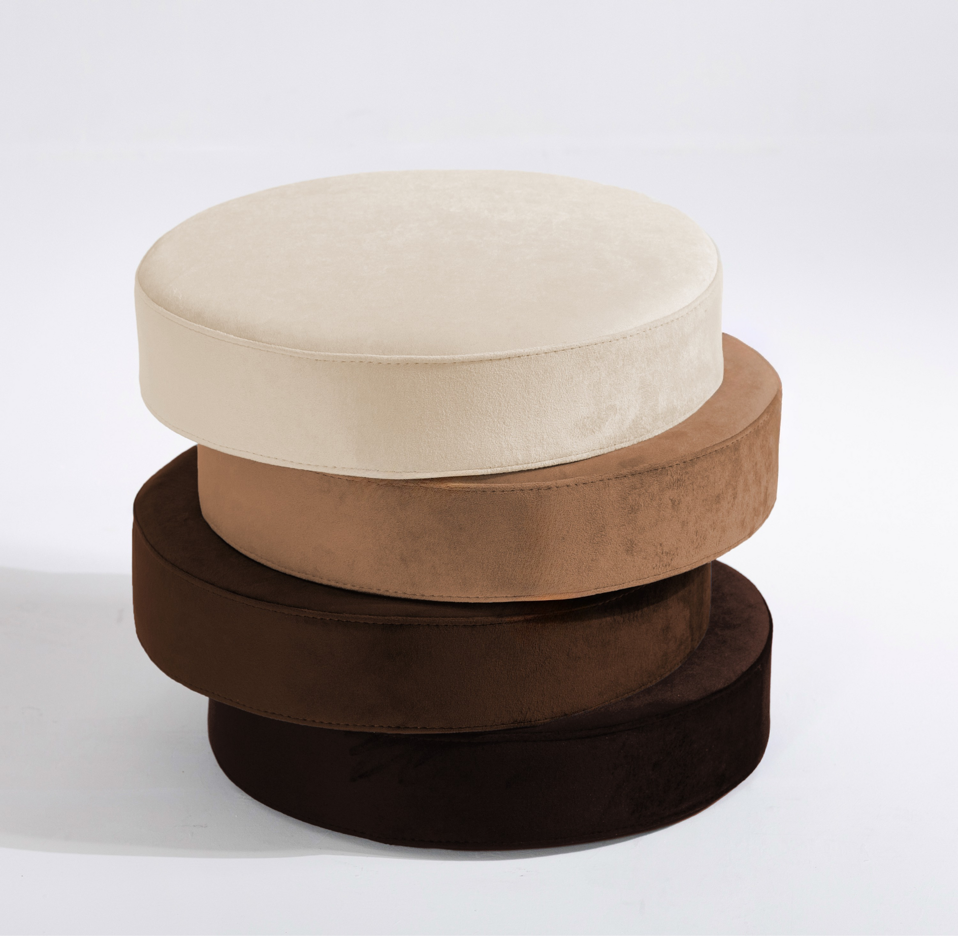 Monolith Degrade Renk Camel Yuvarlak Kadife Puf