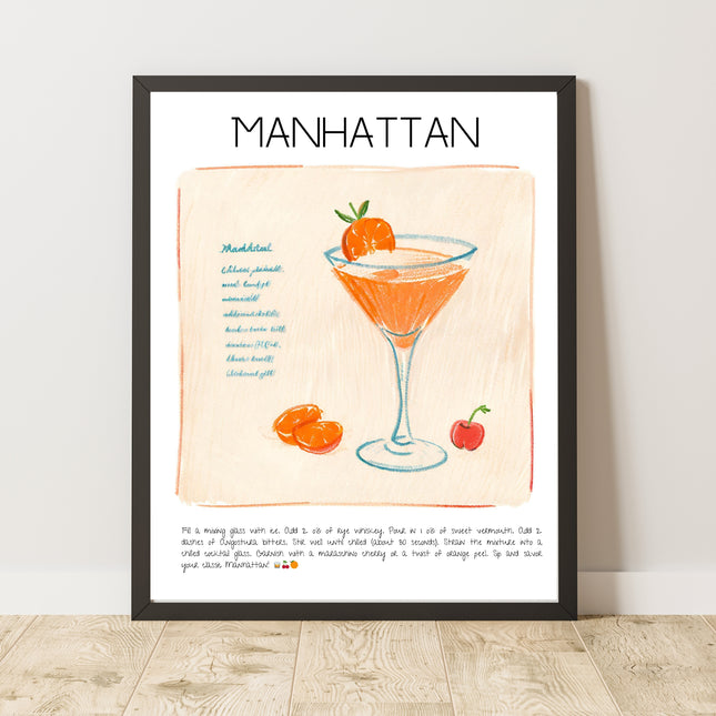 Manhattan Cocktail Art Print Poster