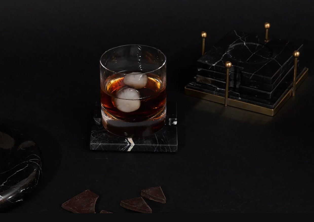 Timeless Toro Black Marble Coaster Set