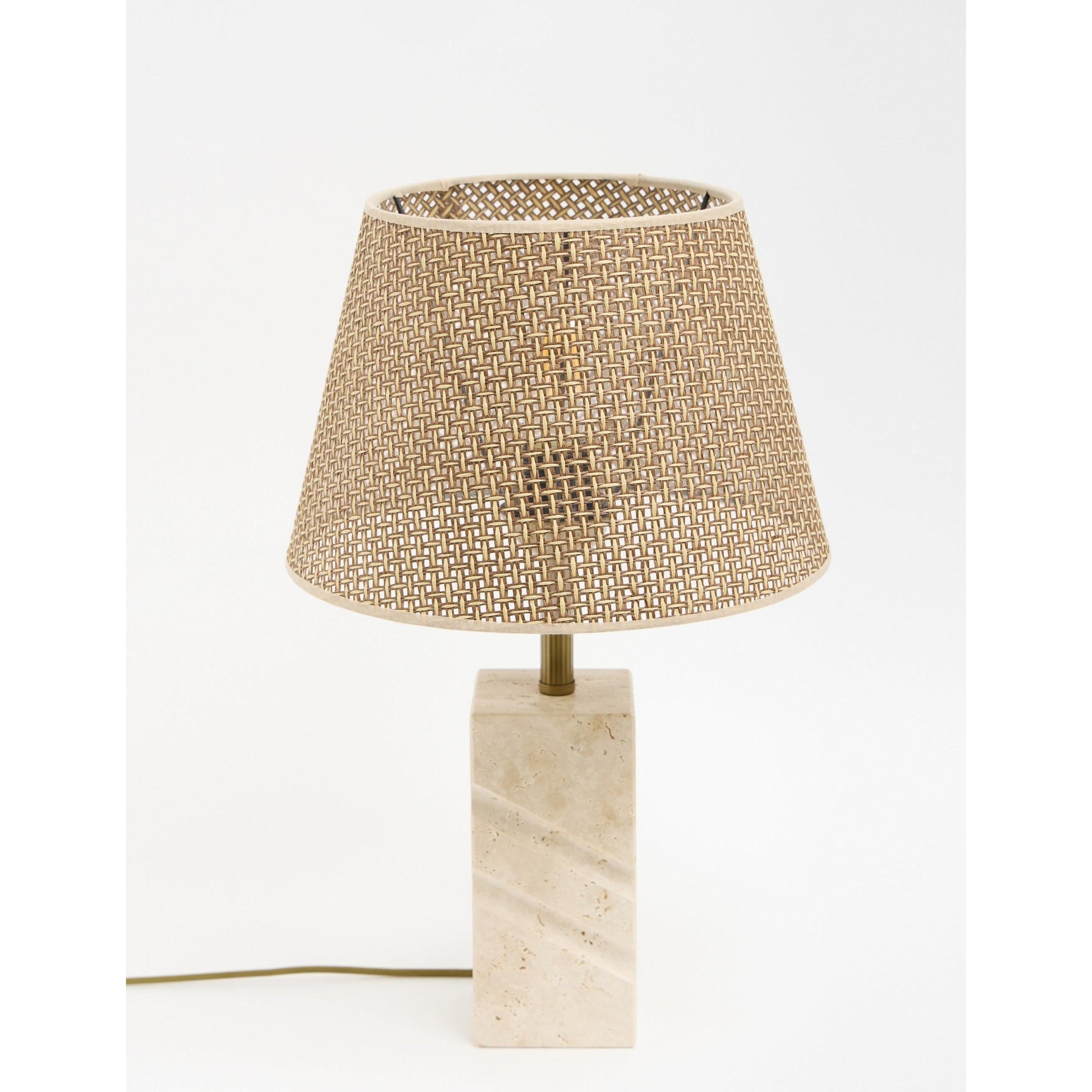 Valen Hasır Şapkalı Traverten Abajur