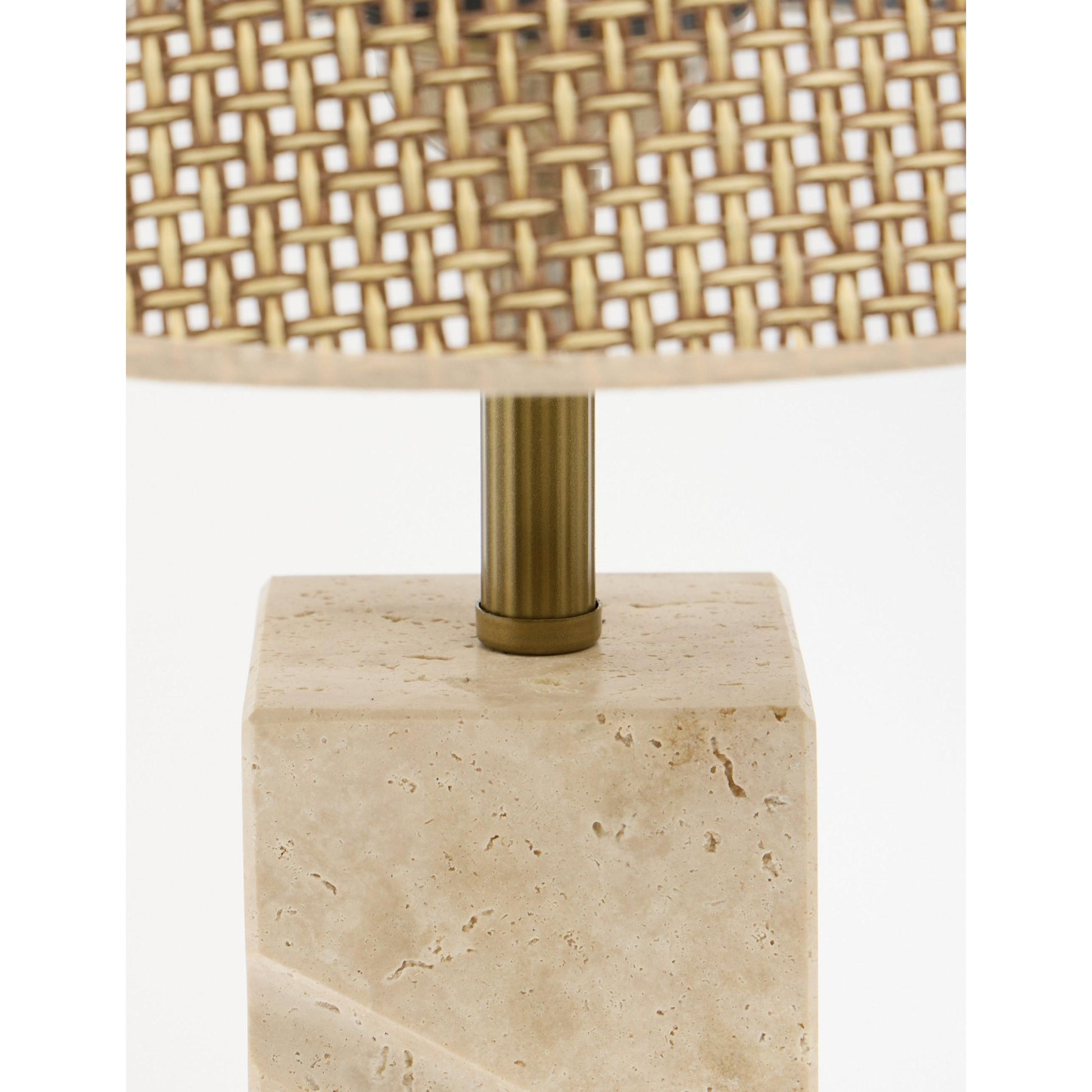 Valen Hasır Şapkalı Traverten Abajur