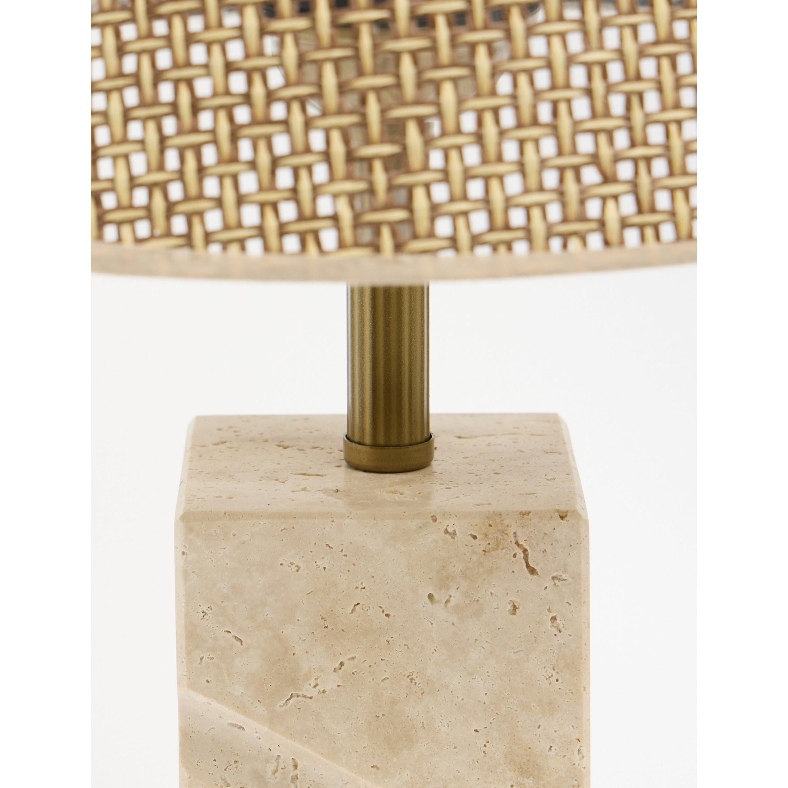 Valen Hasır Şapkalı Traverten Abajur