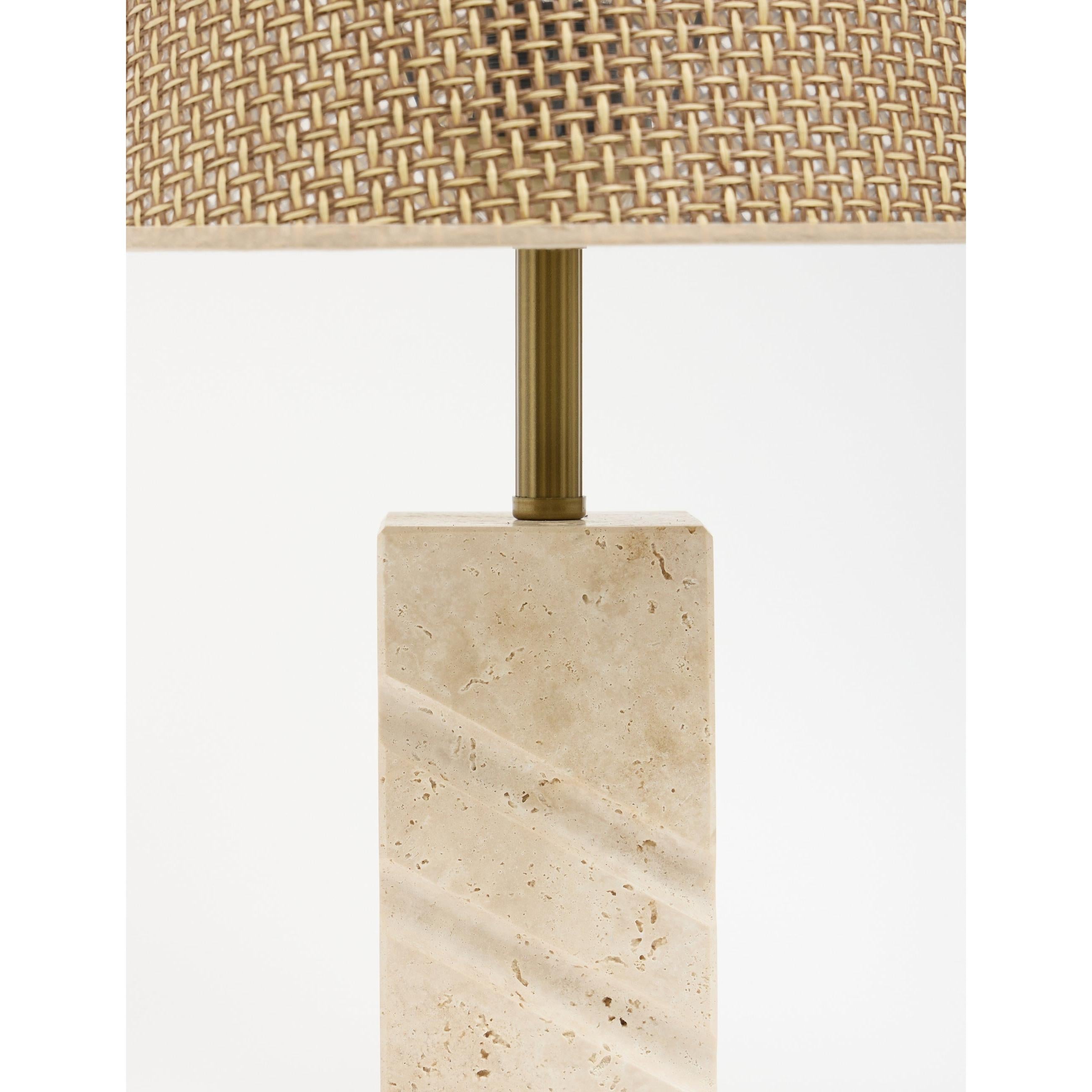 Valen Hasır Şapkalı Traverten Abajur