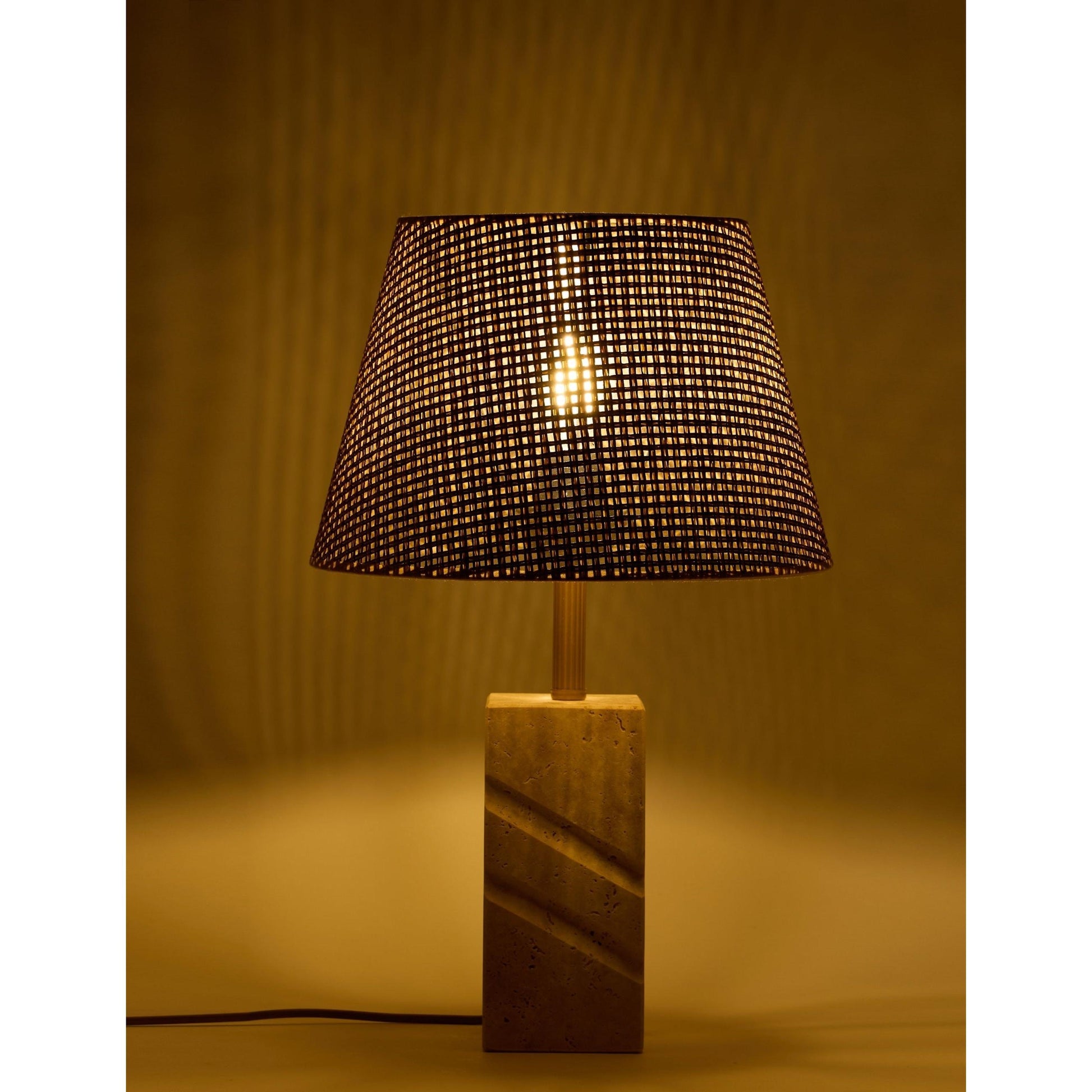 Valen Hasır Şapkalı Traverten Abajur