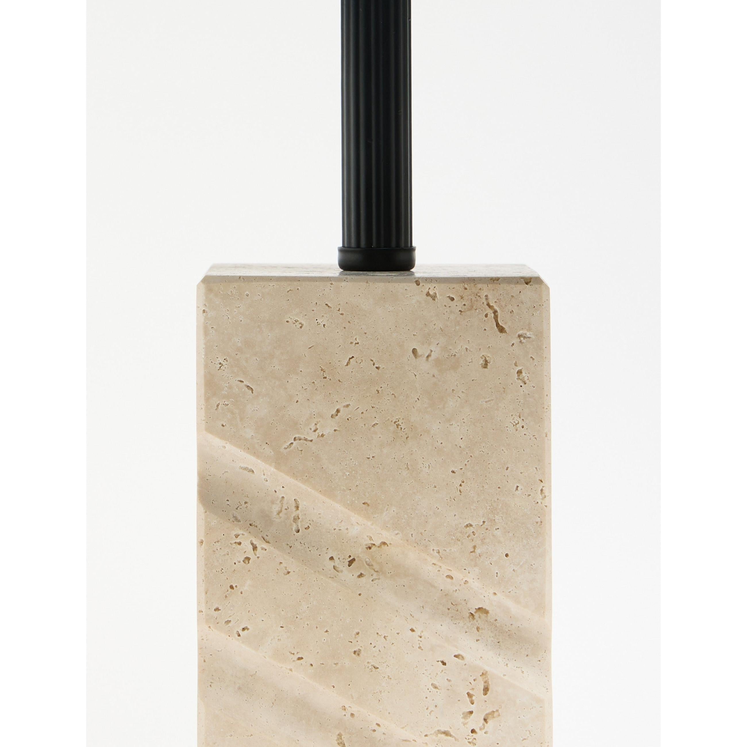 Valen Kumaş Şapkalı Siyah Traverten Abajur