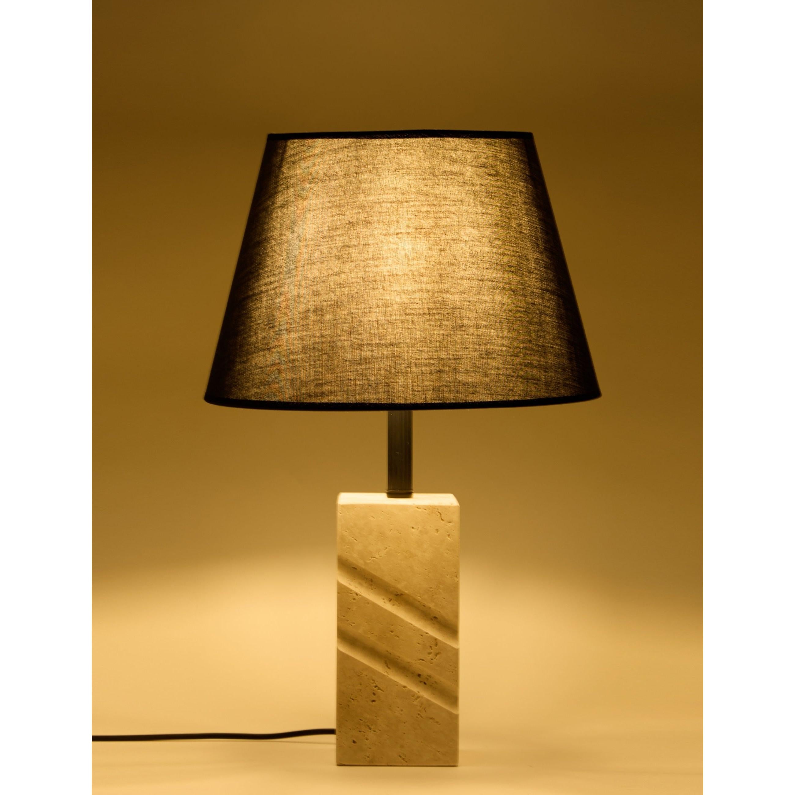 Valen Kumaş Şapkalı Siyah Traverten Abajur