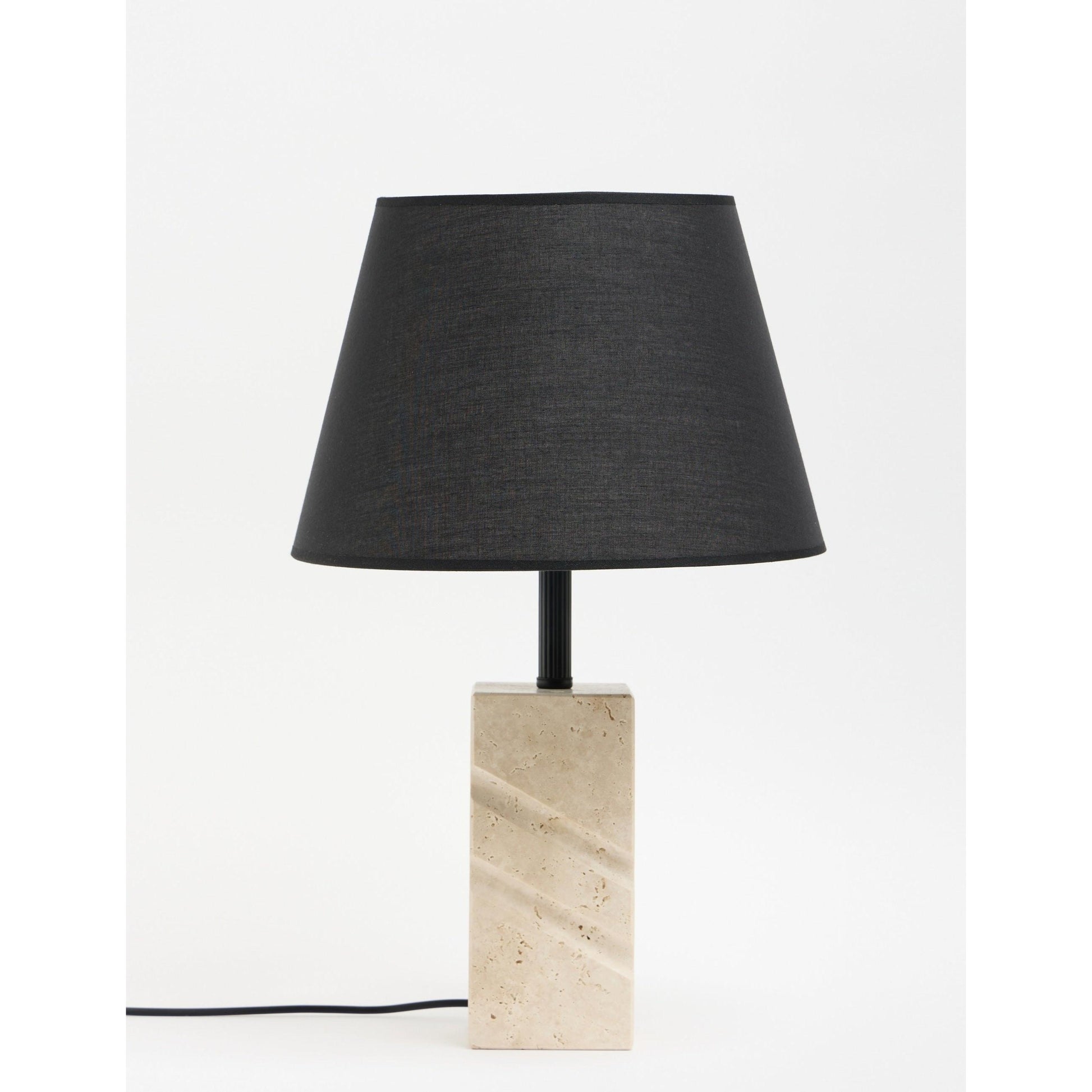 Valen Kumaş Şapkalı Siyah Traverten Abajur