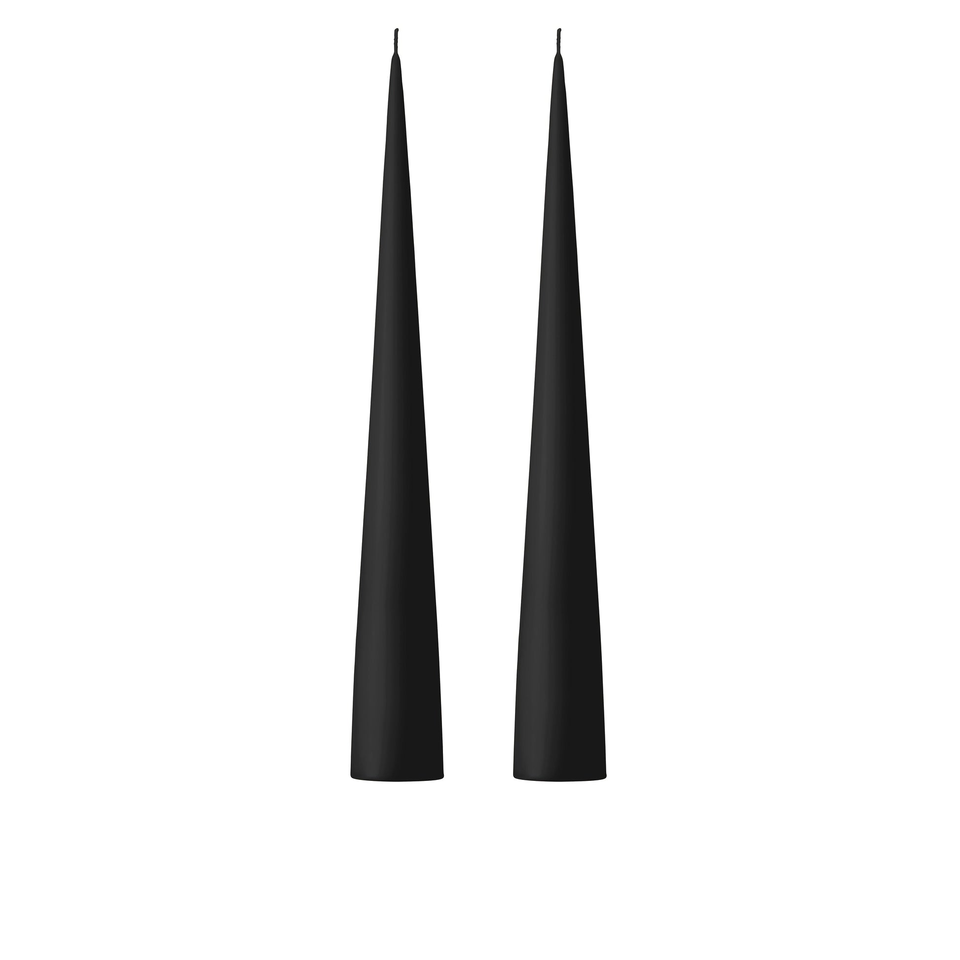 Velvet Matt Black Kokusuz 2'Li Kalın Konik Mum 37 Cm