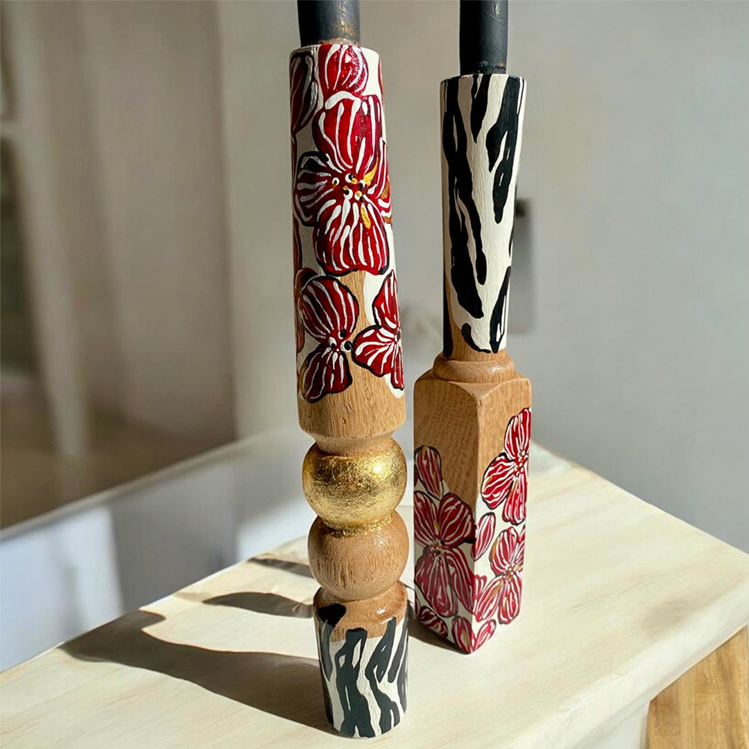 Zebra İkili Şamdan Set