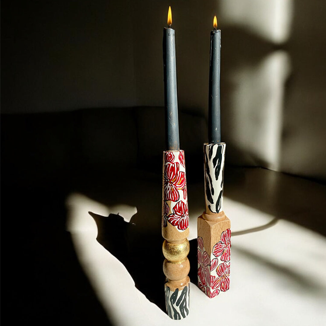 Zebra İkili Şamdan Set