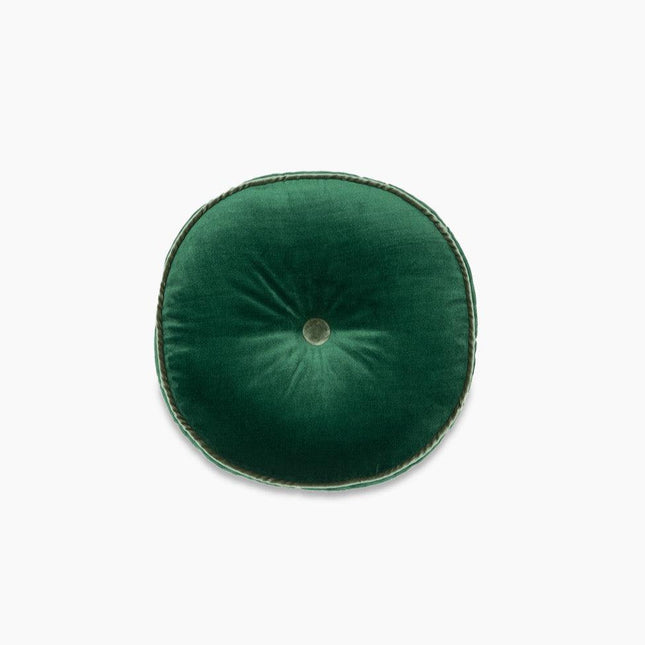 ALPAQ STUDIO - Yuvarlak Düğme Detaylı Yeşil Kadife Yastık - Yastık & Kırlent
