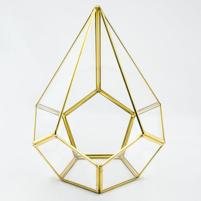 El Crea Designs - Pirinç Cam Geometrik Teraryum Cam Fanus - Dekoratif Ürün