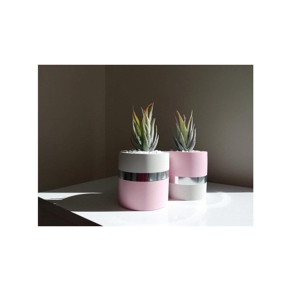 Classic İkili Çiçekli Beton Saksı Seti