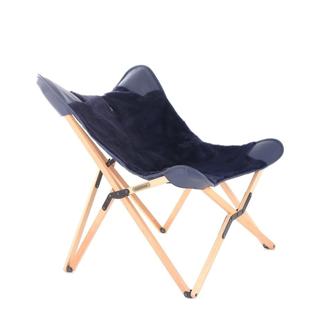 Marbre Home - Dark Blue Plush Tripolina Katlanır Sandalye - Katlanır Sandalye