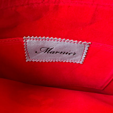Marnier - Marnier kırmızı ıstakoz nakış işlemeli ham keten el çantası - Clutch