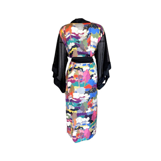 Mita Concept - Bulut Desenli File Detaylı Yarasa Kol Kimono Sabahlık - Sabahlık