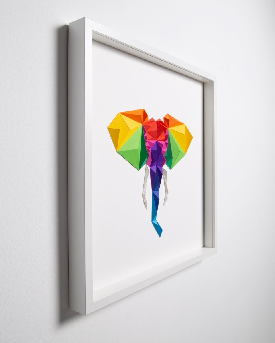 Elephant - White / Multicolor Tablo