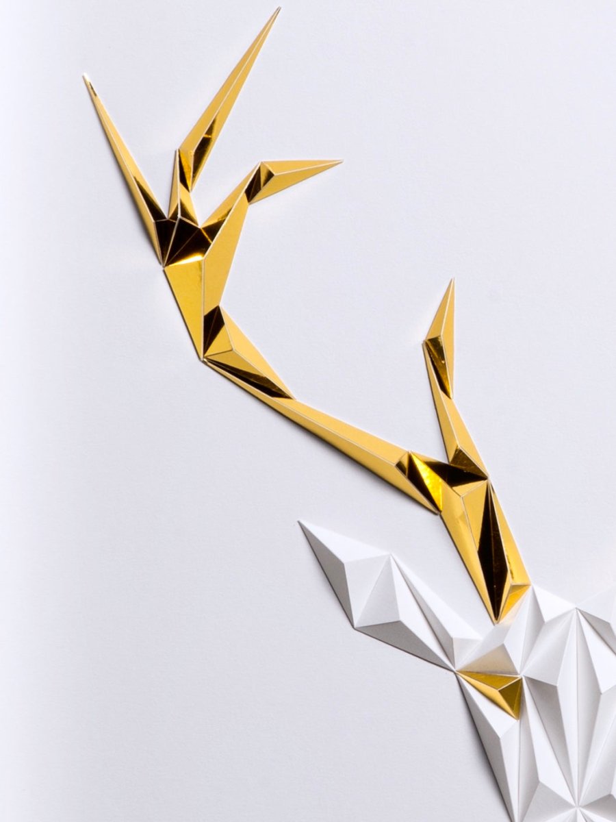 Golden Antlers - White/Gold Tablo