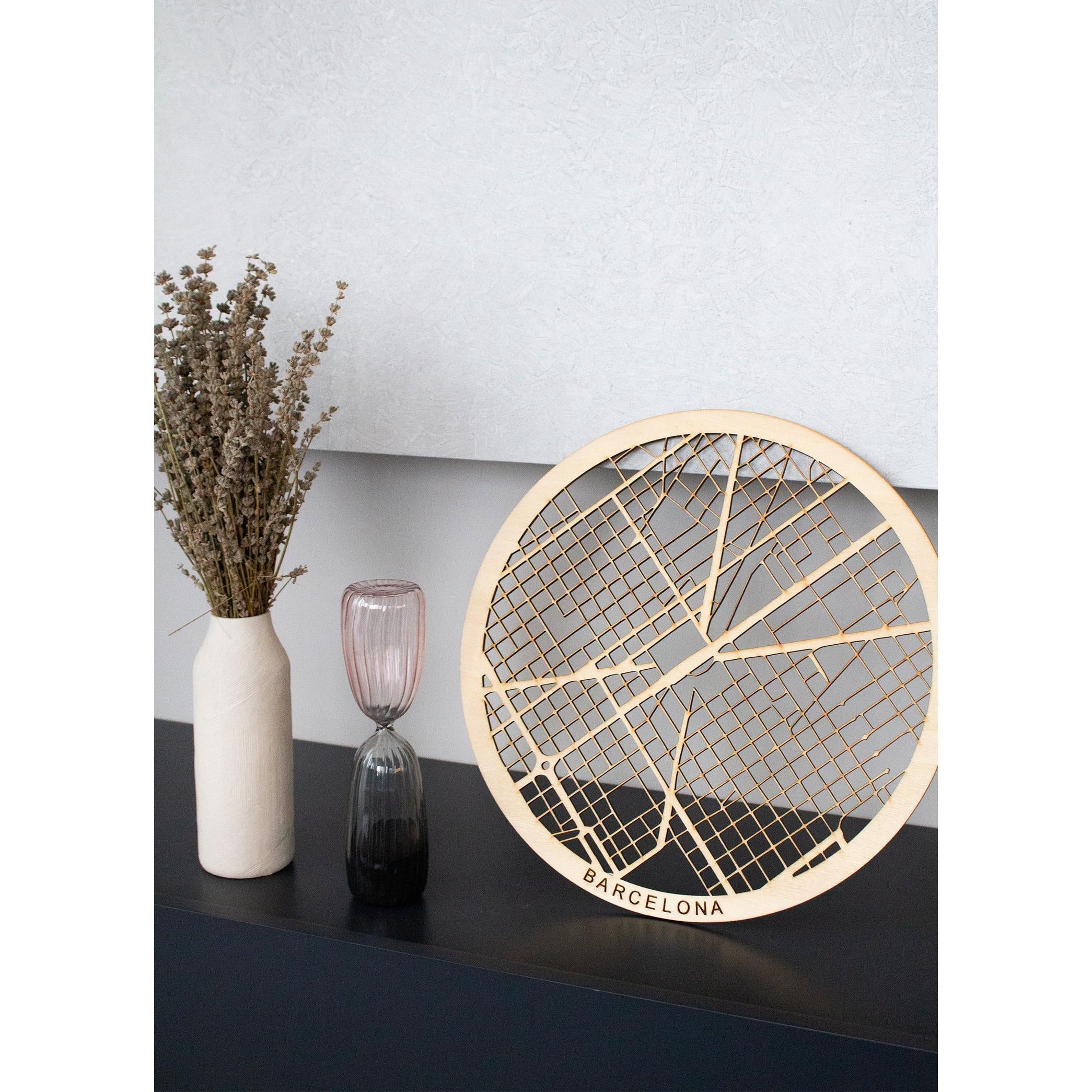 Barcelona - Duvar Aksesuarı Ahşap Şehir Haritası