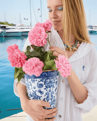 Royal Blue Blanc Beyaz Porselen Vazo-Vazo-Seamona-NowShopFun
