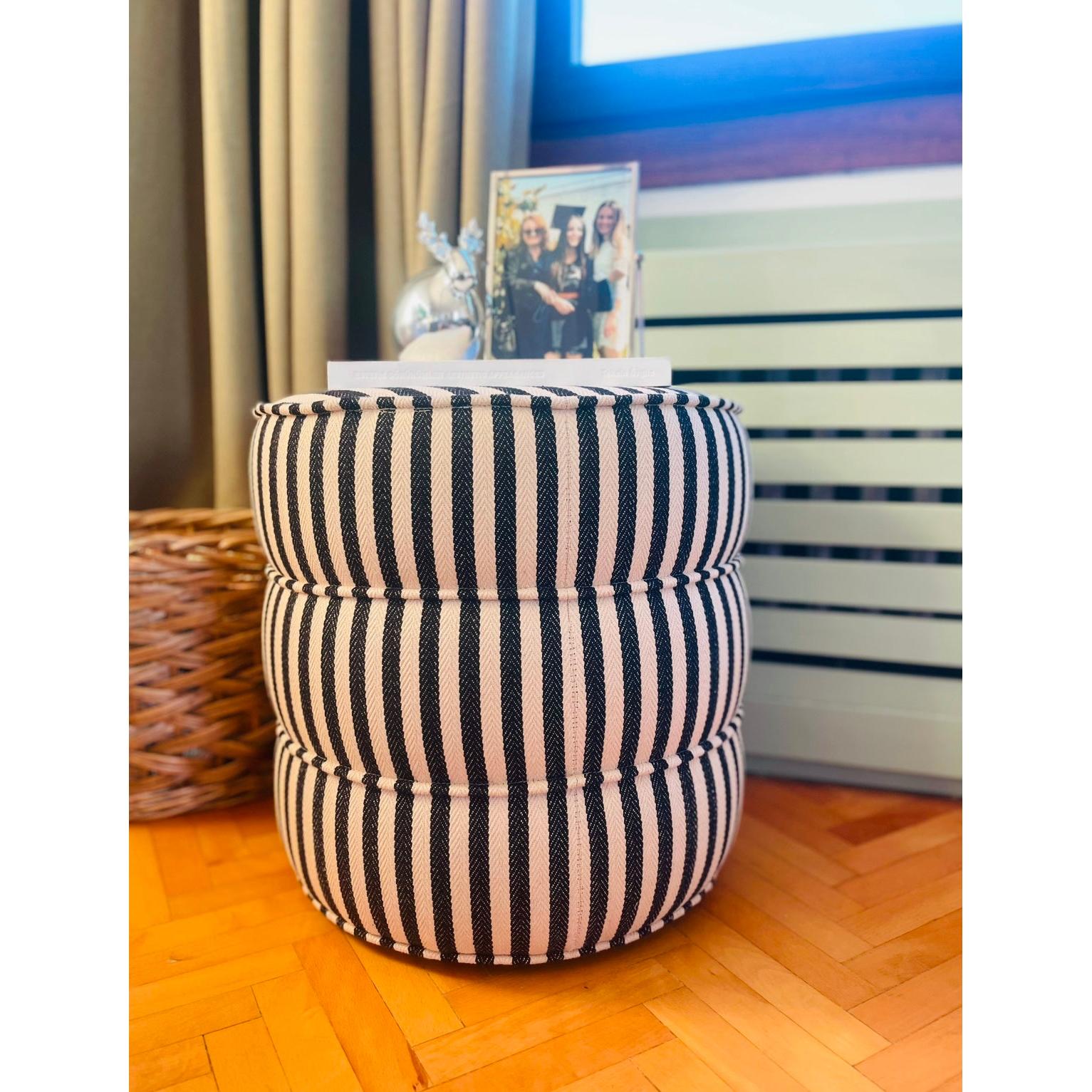 %100 Natural Pamuk Çizgili Puf