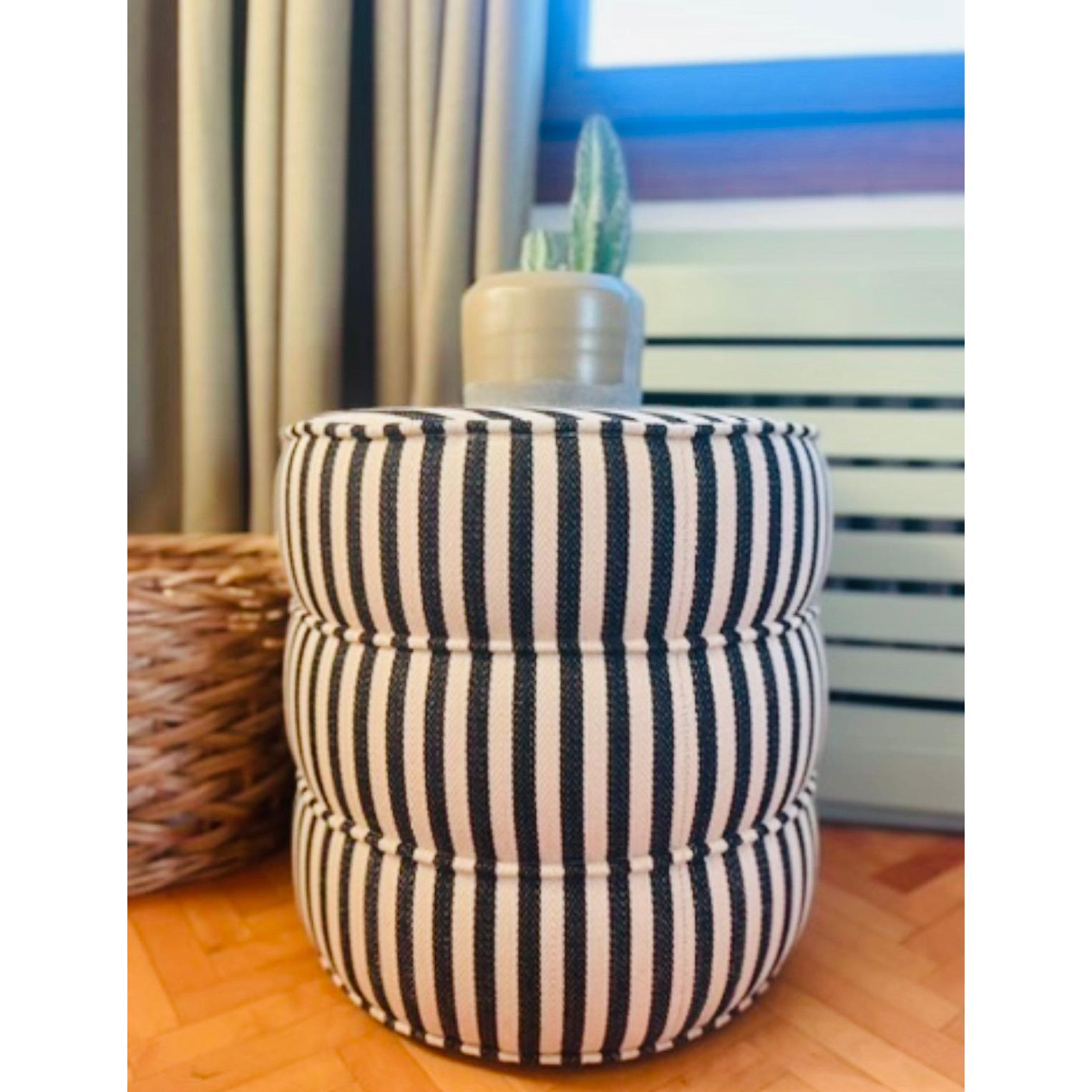 %100 Natural Pamuk Çizgili Puf