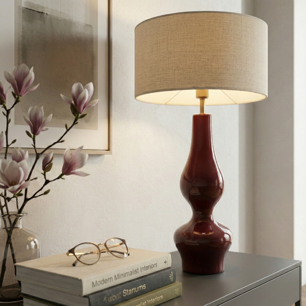 Porto Lamp Bordo Ahşap Abajur
