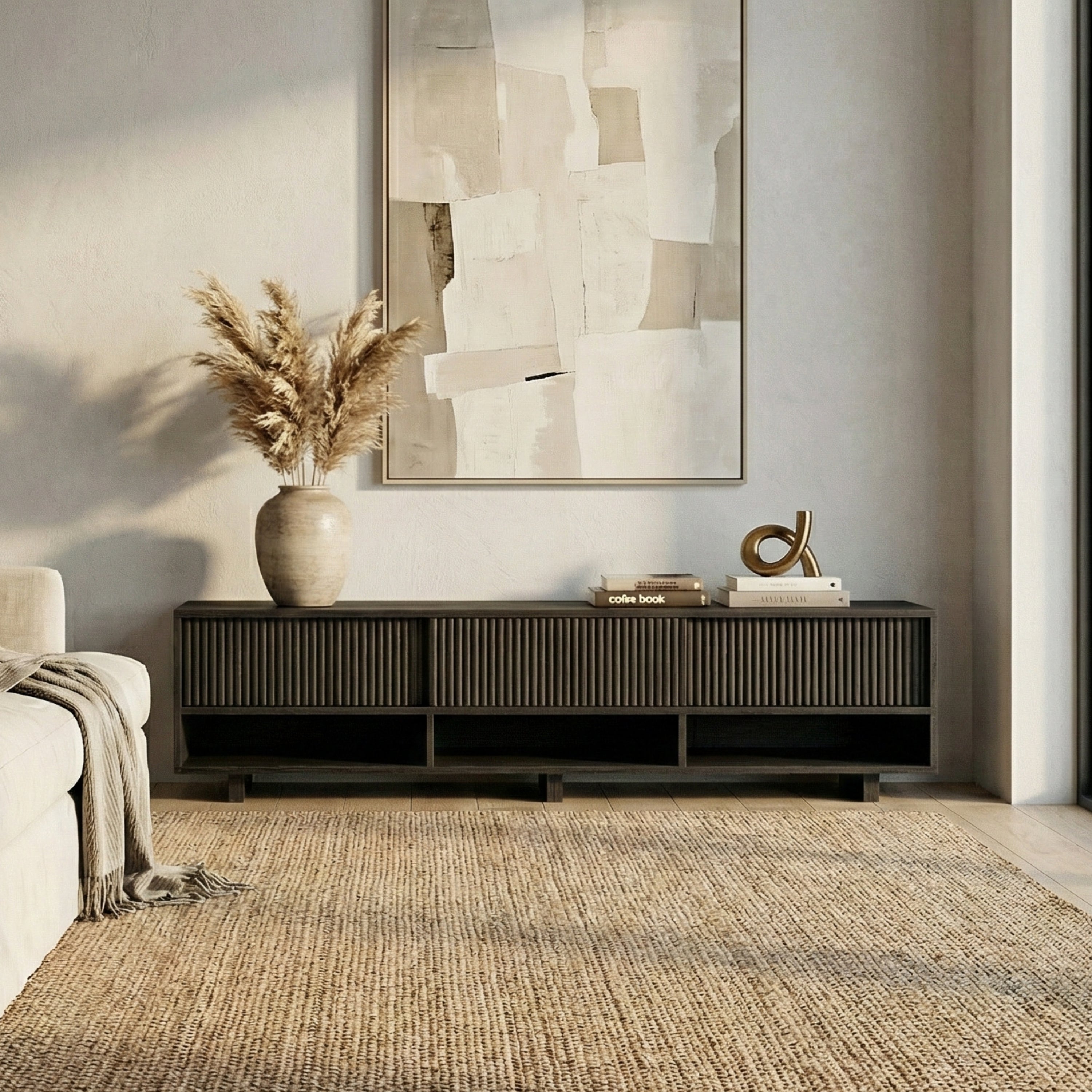 Masif Ahşap Açık Bölmeli Tv Ünitesi