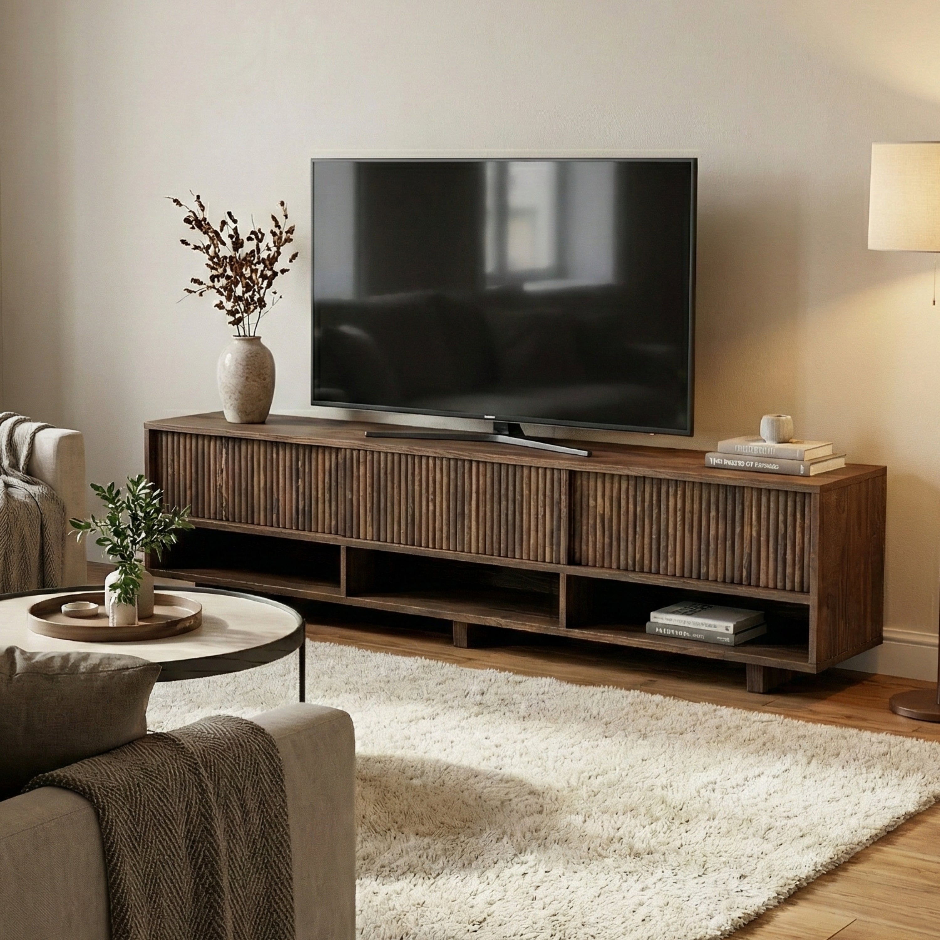 Masif Ahşap Açık Bölmeli Tv Ünitesi