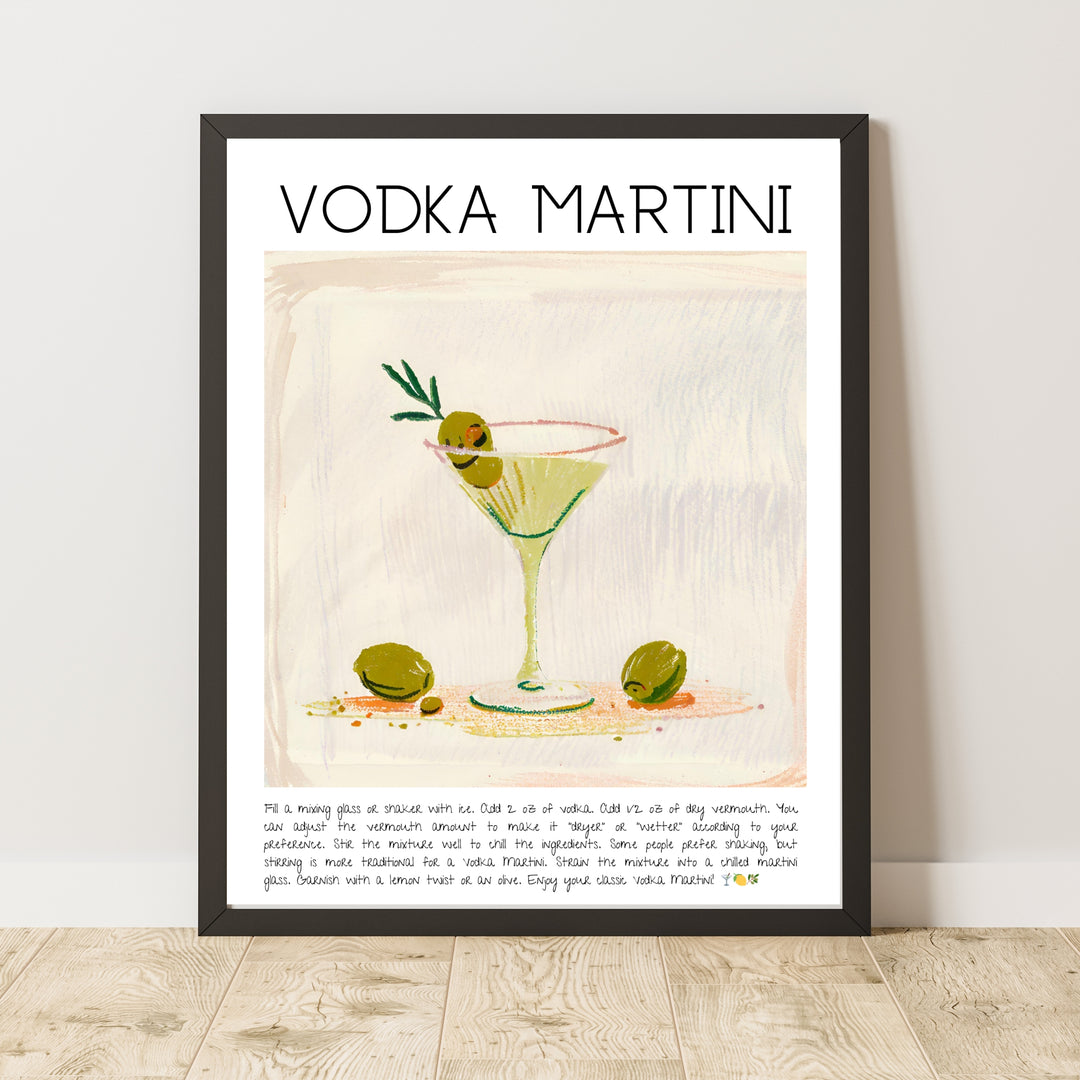 Vodka Martini Cocktail Bar Dekor Art Print Poster