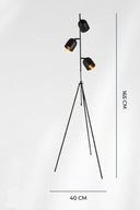 Horion 3 Başlıklı Tripod Siyah Lambader