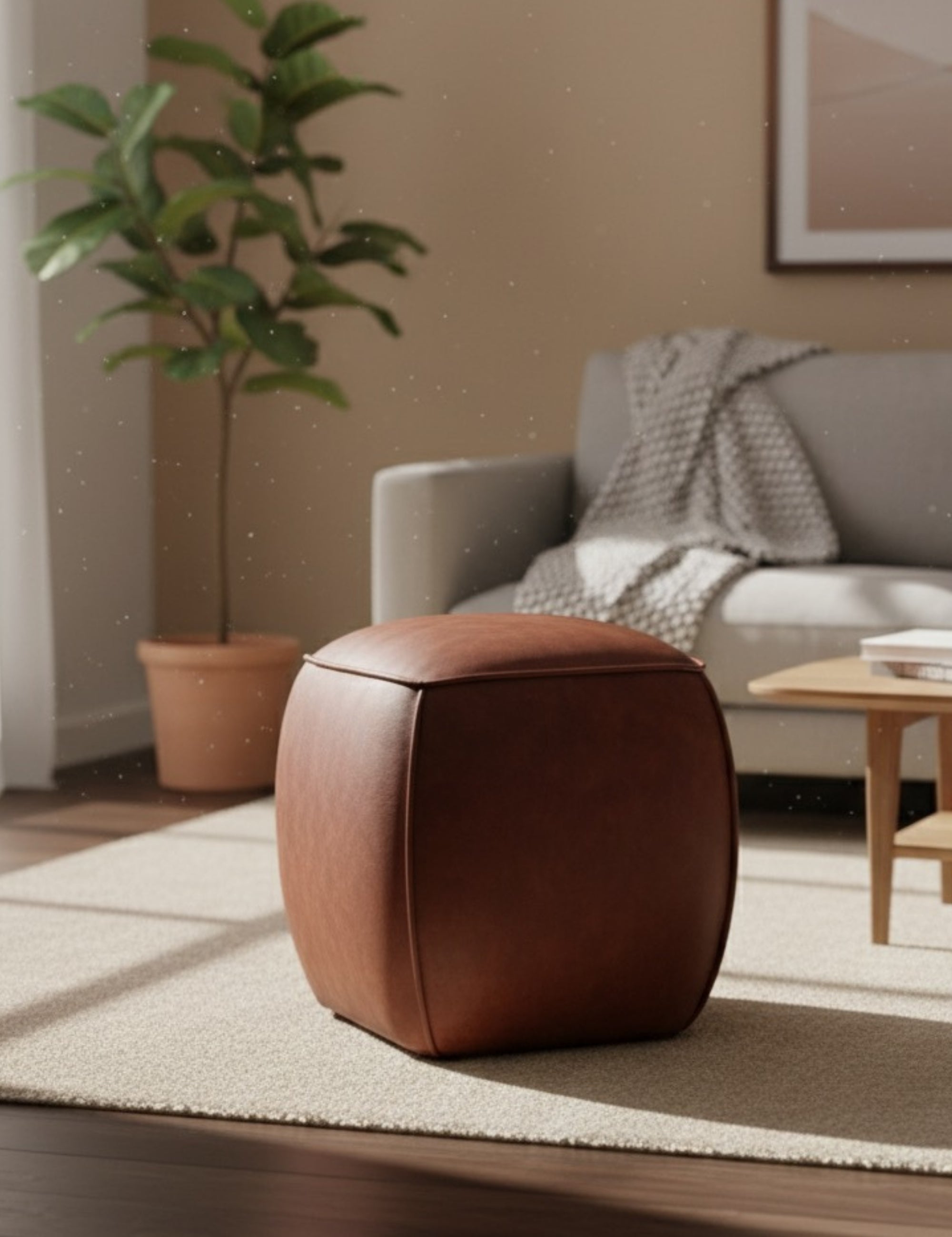 Bragi Leather Pouf