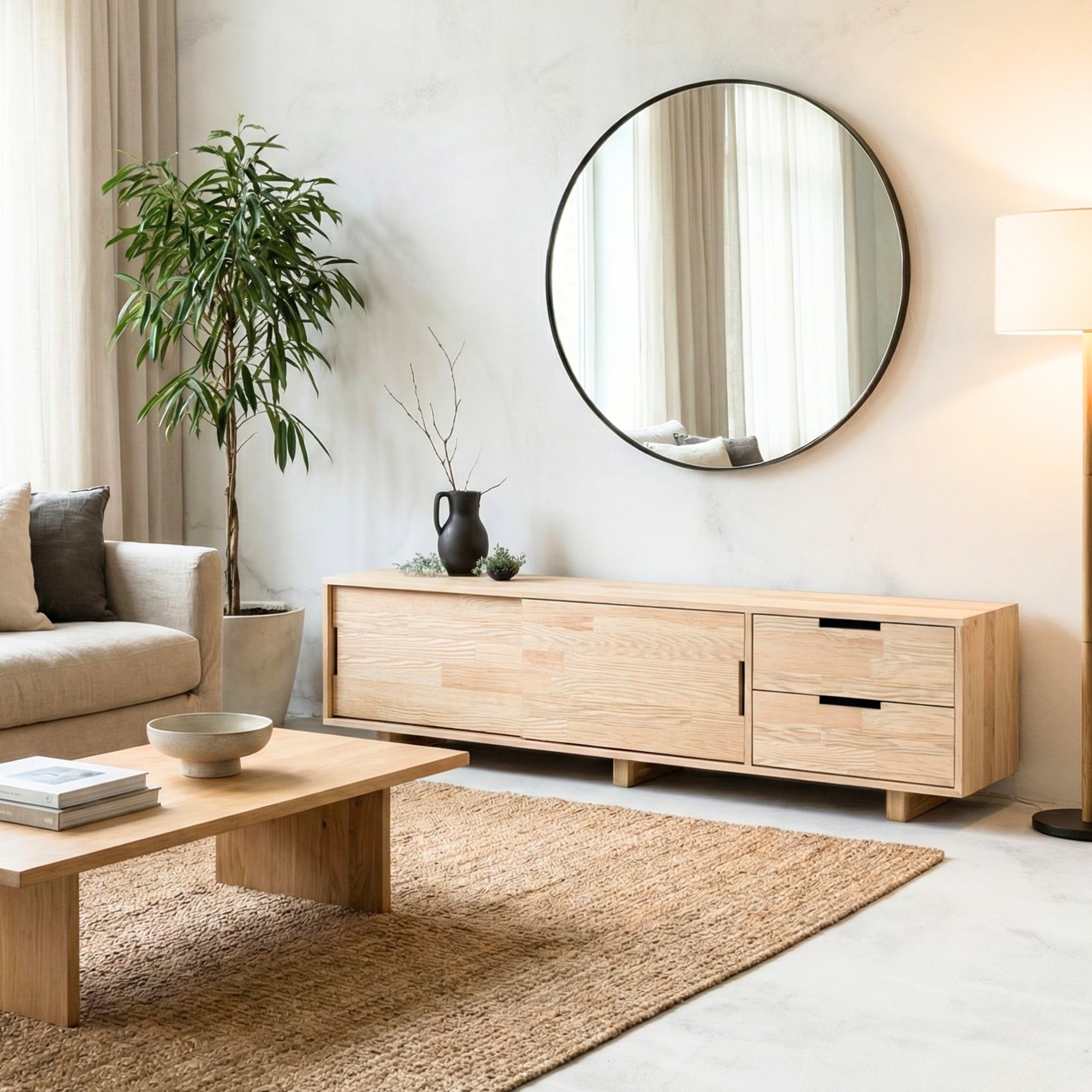 Masif Ahşap Çekmeceli Tv Ünitesi