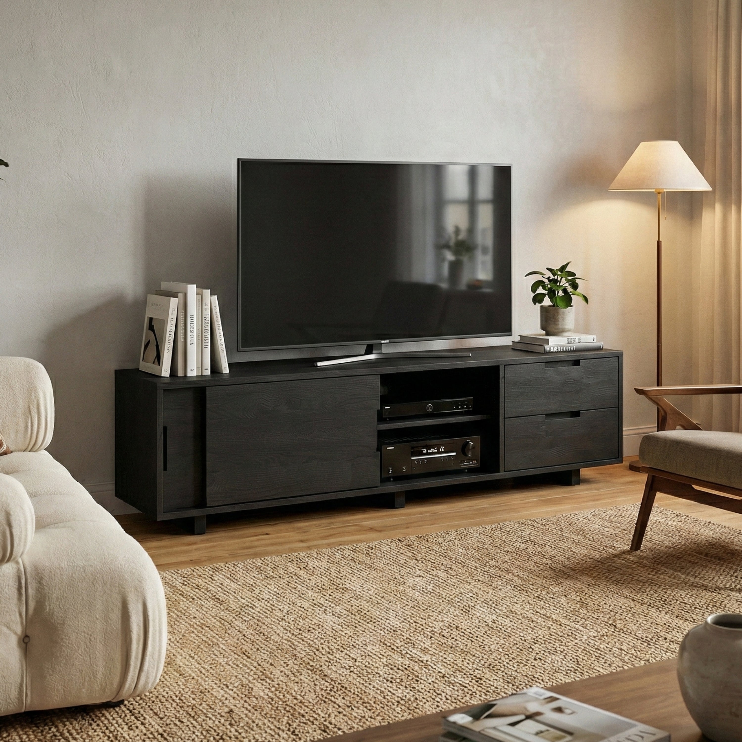 Masif Ahşap Çekmeceli Tv Ünitesi