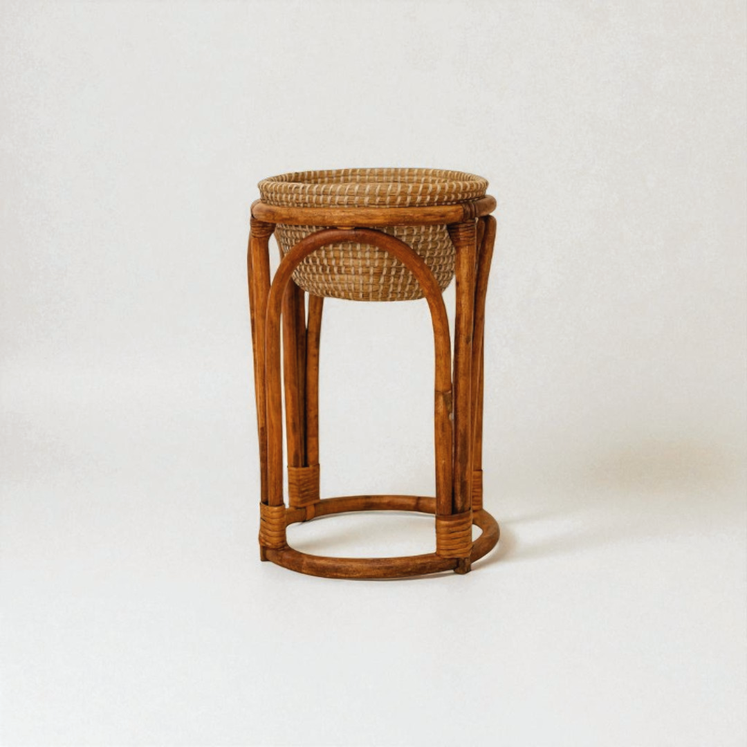 Sable Six Round Rattan Flower Pot