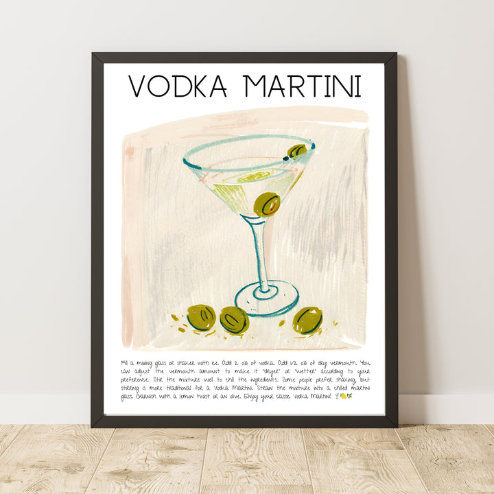 Vodka Martini Cocktail Bar Dekor Art Print Poster