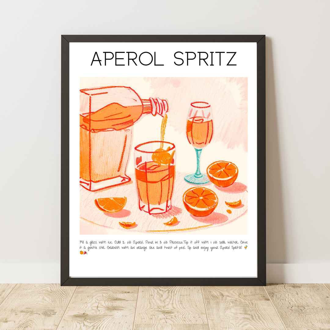 Aperol Spritz Cocktail Art Print Poster