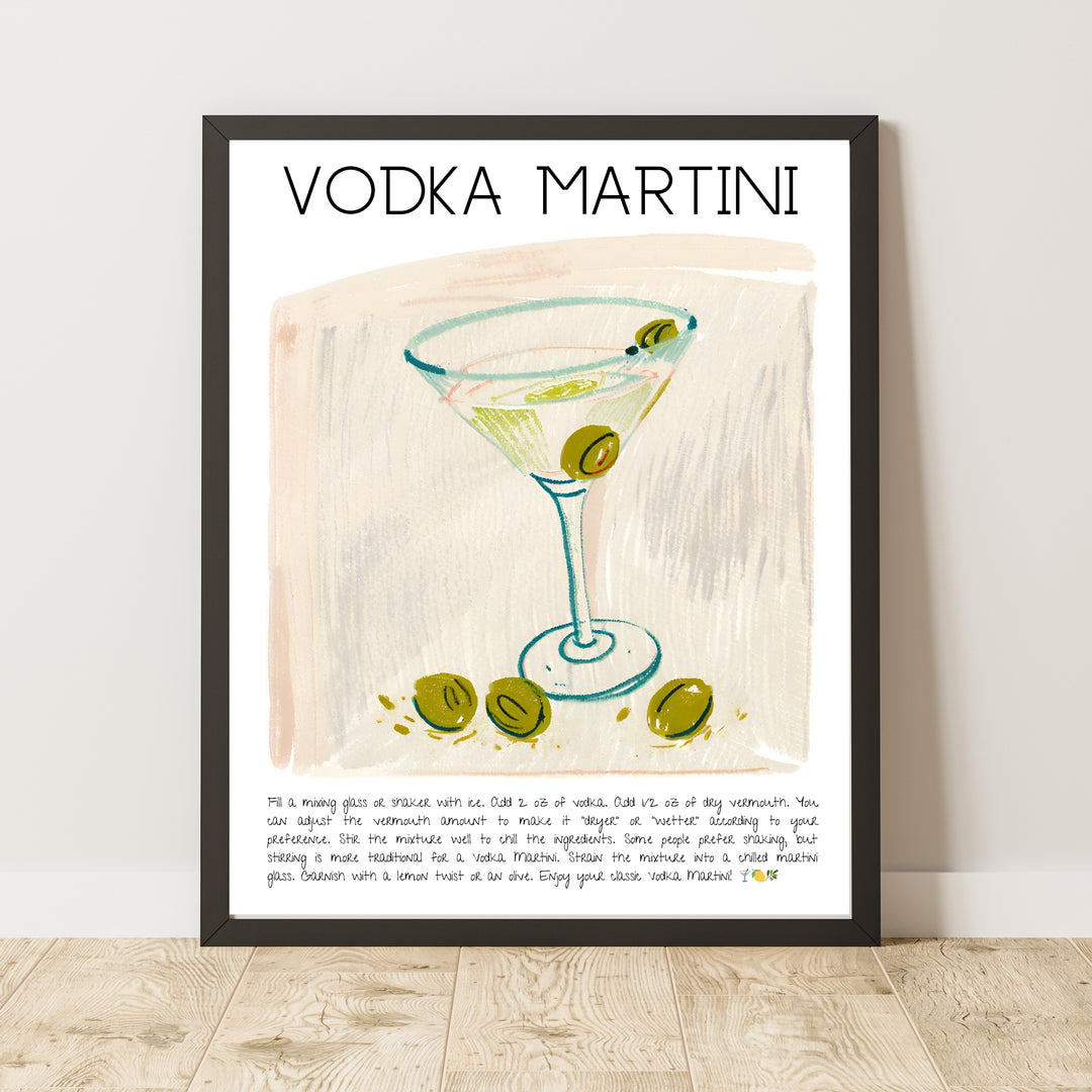 Vodka Martini Cocktail Bar Dekor Art Print Poster