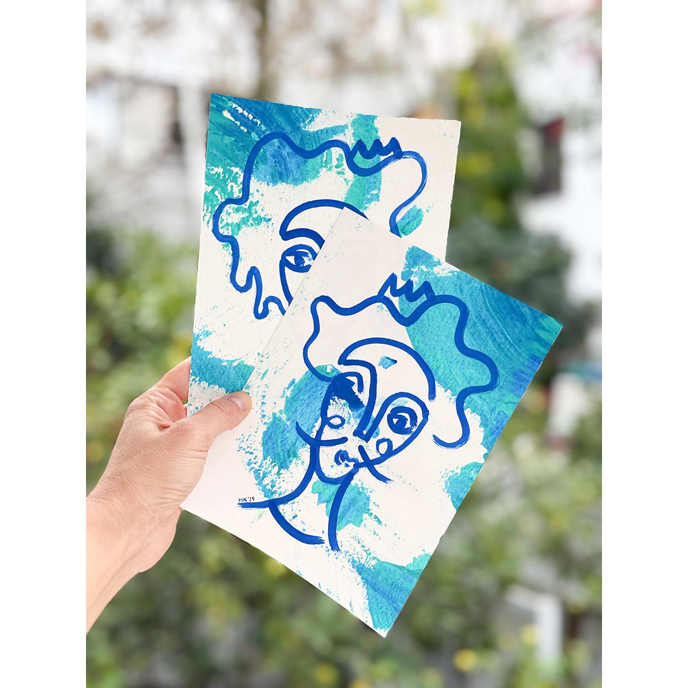 2'li Resim Kağıdı Çizgisel Portre Serisi- 38