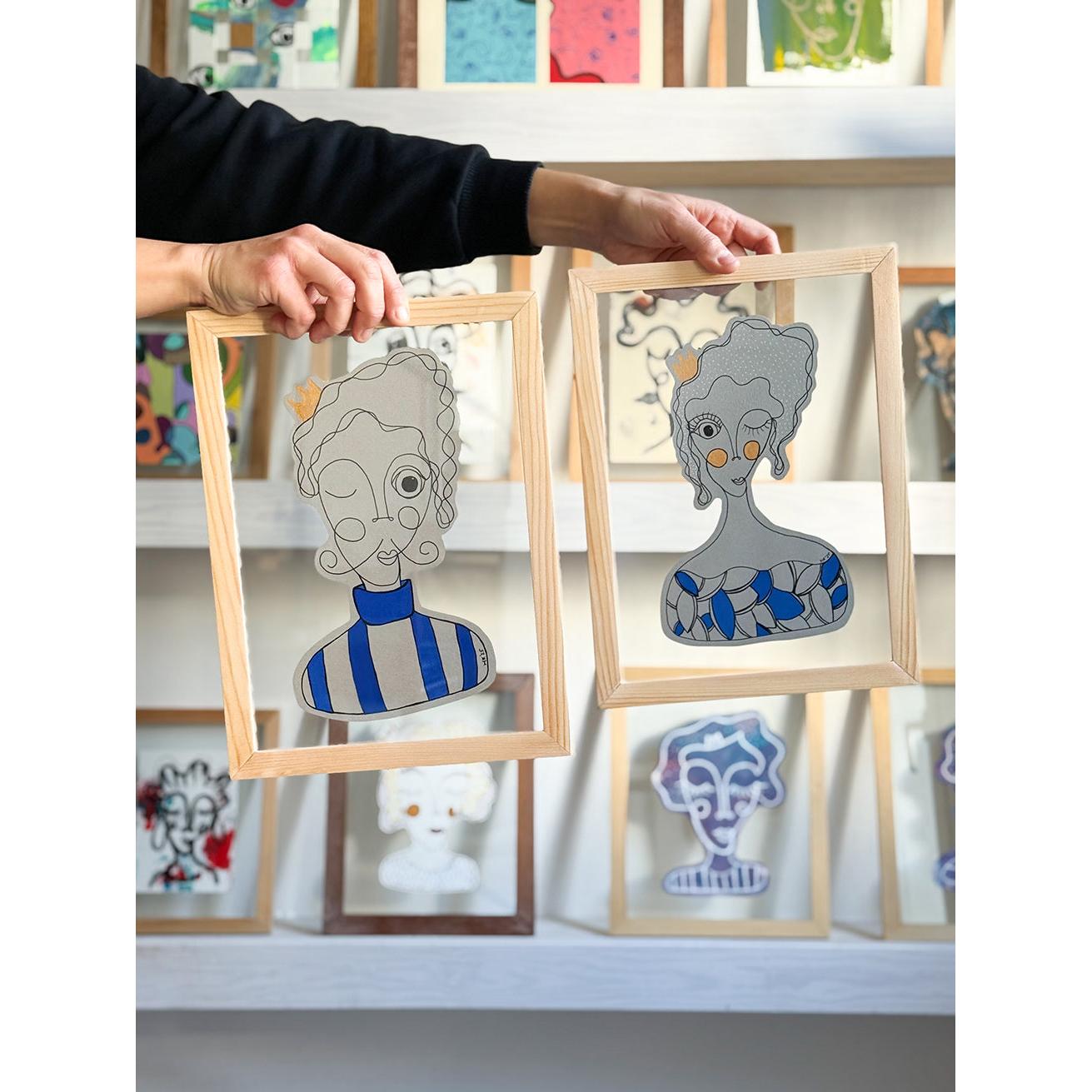 2li Ahşap Çerçeveli Resim | Orijinal İMzalı - 54