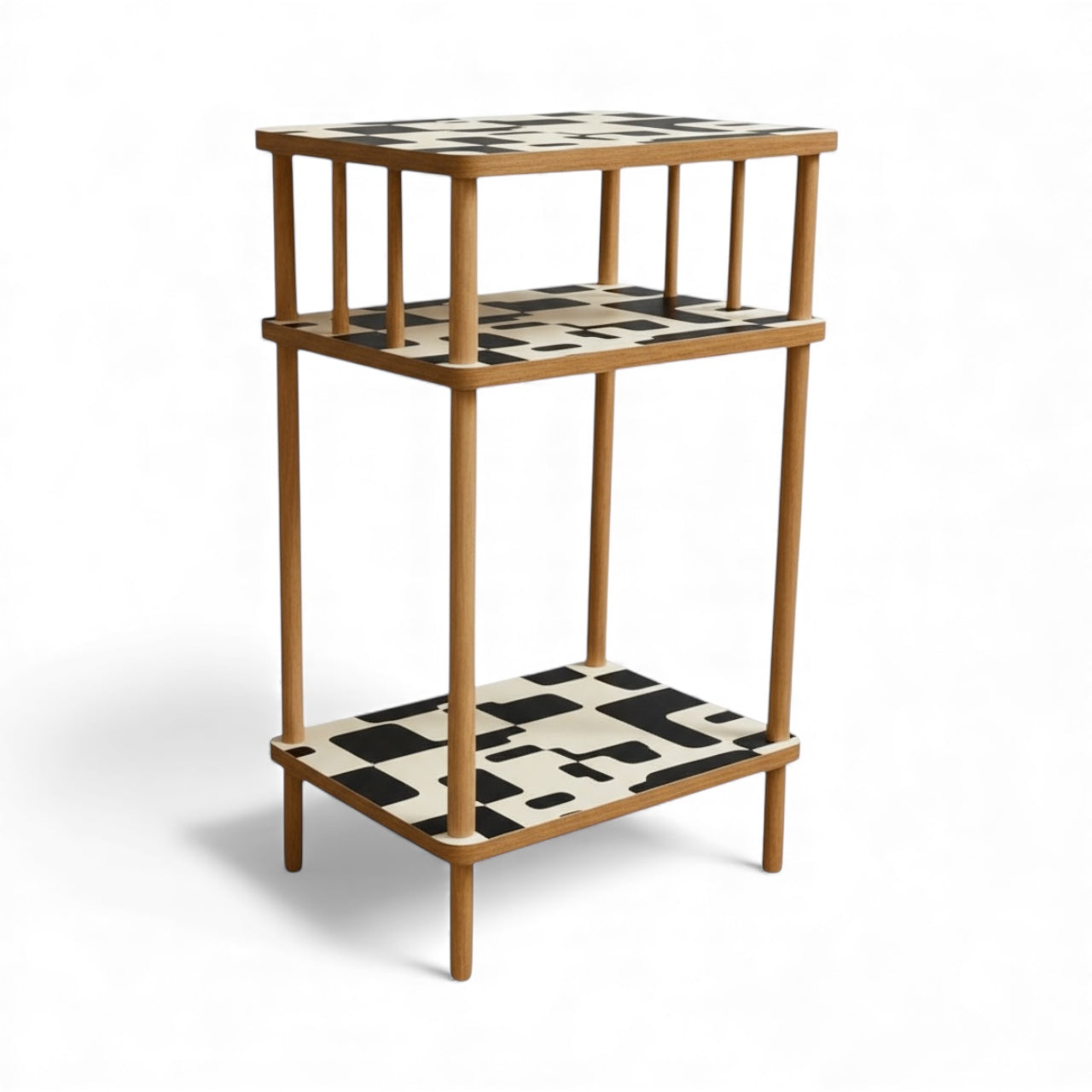 2'li Siyah Desenli Ahşap Raf 01