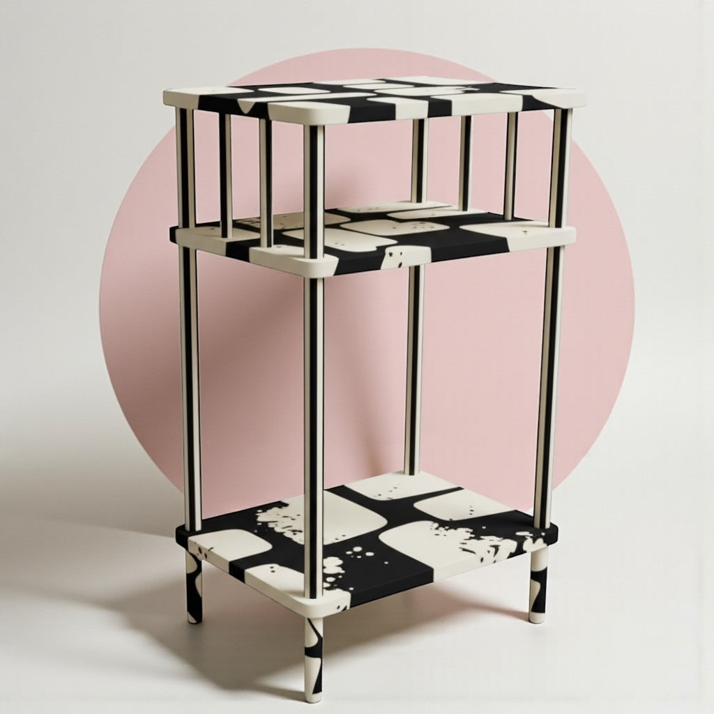 2'li Siyah Desenli Ahşap Raf 02